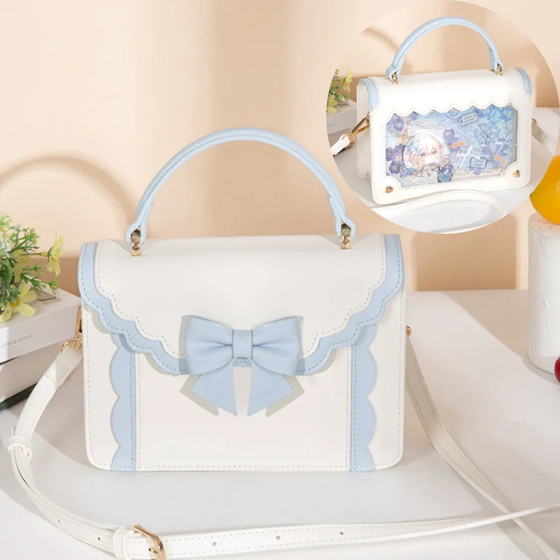 Shadora Kawaii Lolita Kare handbag featuring cute, pastel-colored design with bow and floral accents, perfect for stylish accessories.