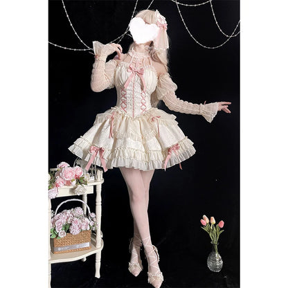Kawaii Lolita mini dress with bow details by eprolo, featuring a cute, feminine design and soft fabric in pastel colors.