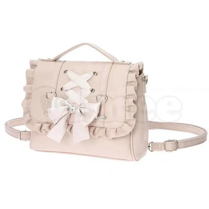 Eprolo Zarif Fiyonklu Kawaii Çanta with pink bow, featuring a cute, compact design perfect for casual use.