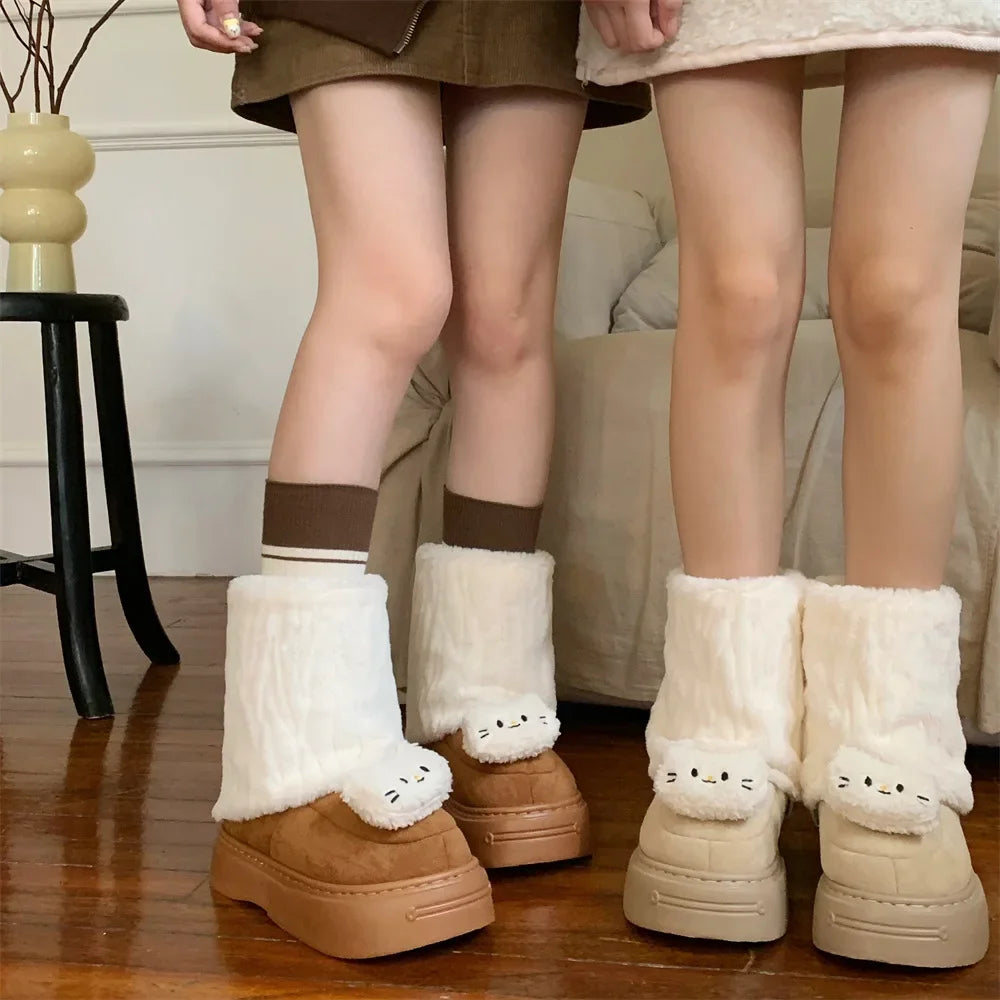 Eprolo thick-soled waterproof plush snow boots with durable design and cozy fur lining, ideal for winter outdoor wear.