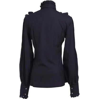 Victorian Lolita Bluz by eprolo with lotus fırfır details, long sleeves, slim fit, vintage style, and elegant design.
