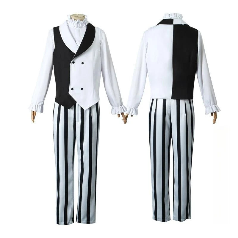 Nikolai Gogol cosplay costume with wig from Bungo Stray Dogs, featuring detailed clothing and styled hair for authentic look.