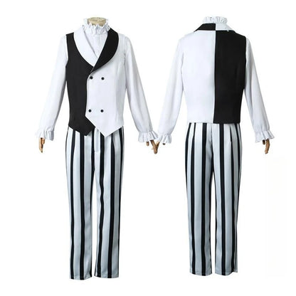 Nikolai Gogol cosplay costume with wig from Bungo Stray Dogs, featuring detailed clothing and styled hair for authentic look.