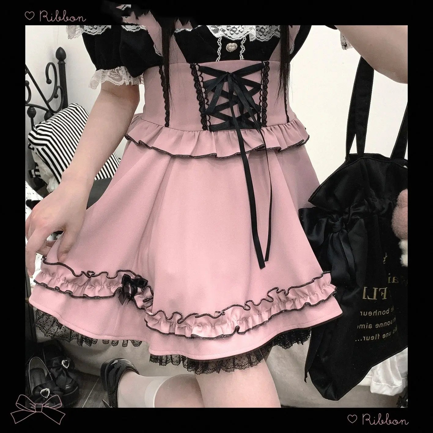 Eprolo Jirai Kei Stil sleeveless cute skirt dress with floral pattern, lightweight fabric, and casual summer style.