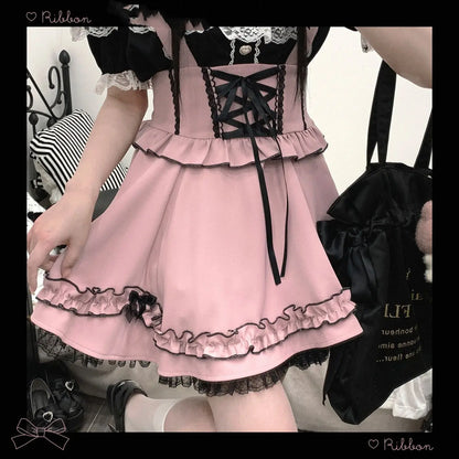 Eprolo Jirai Kei Stil sleeveless cute skirt dress with floral pattern, lightweight fabric, and casual summer style.
