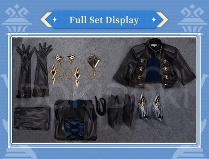 Shadora Capitano Cosplay costume from Genshin Impact featuring detailed armor and red and white fabric elements.