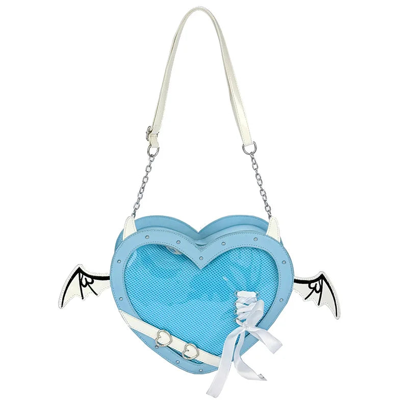 Eprolo Kalp Yarasa Ita Çanta with black bat and heart design, made of durable fabric, perfect for everyday use and stylish accessories.