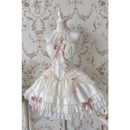 Kawaii Lolita mini dress with bow details from eprolo, featuring a cute and stylish design with frills and intricate accents.