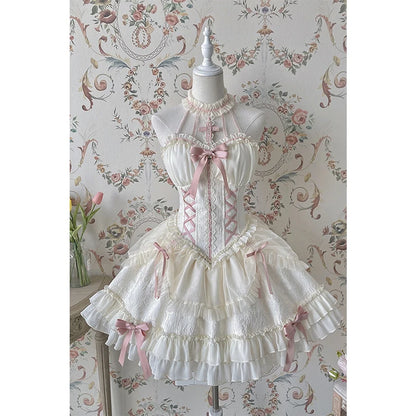 Kawaii Lolita mini dress with bow details from eprolo, featuring a cute and stylish design with ruffles and playful accents.