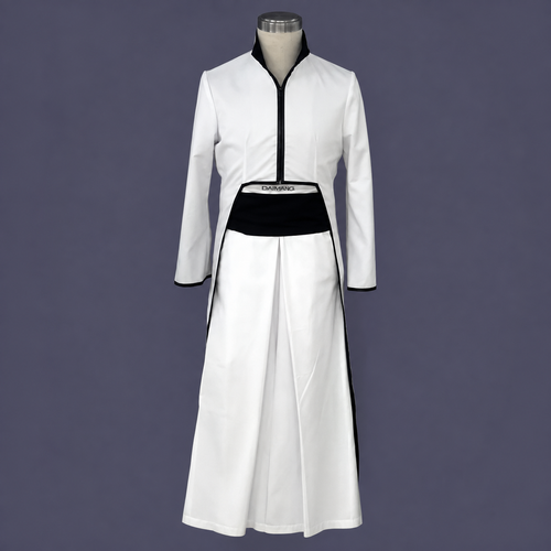 Ulquiorra Schiffer cosplay with wig from Bleach, featuring detailed costume and green hair styled for character portrayal.
