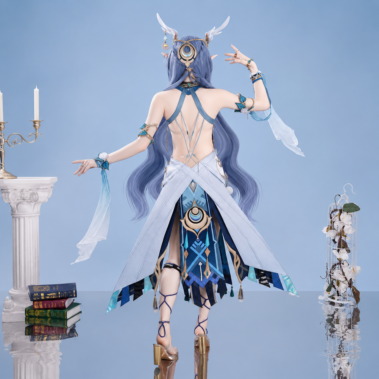 Lauma Cosplay Genshin Impact wig and costume by Shadora featuring detailed fantasy character styling and vibrant colors.