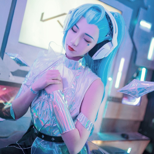 K/DA All Out Seraphine Cosplay + Peruk - Shadora