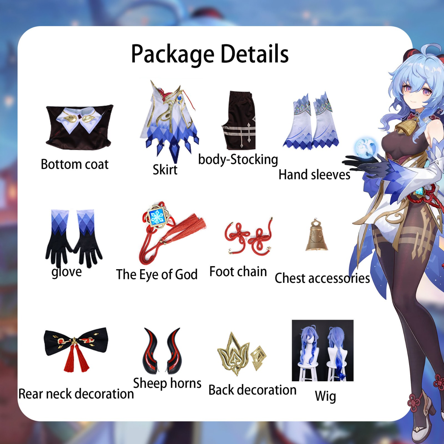 Ganyu Cosplay +Peruk