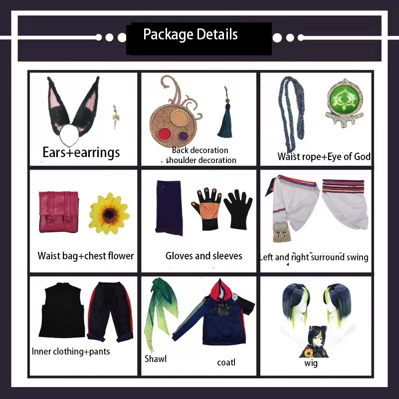 Tighnari Cosplay +Peruk