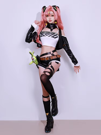 Nicole Demara cosplay costume by Shadora featuring intricate details and vibrant colors, displayed on a mannequin.