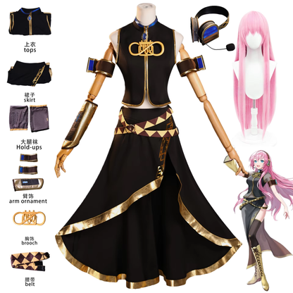 Megurine Luka cosplay costume with wig by Shadora, featuring pink hair and stylish outfit details.