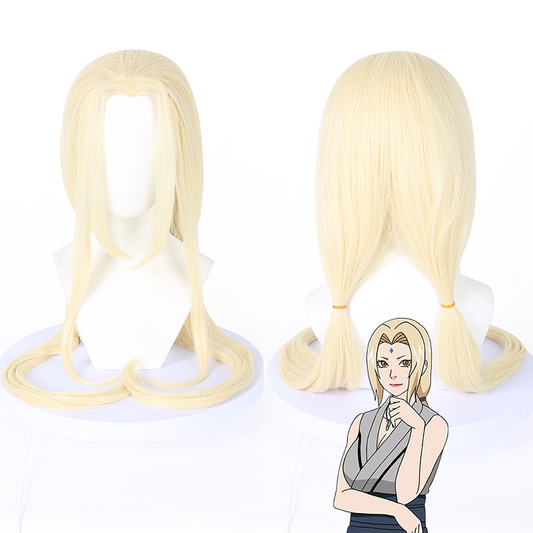 Tsunade cosplay costume with wig by Shadora, showcasing detailed outfit and accessories from the anime Naruto.