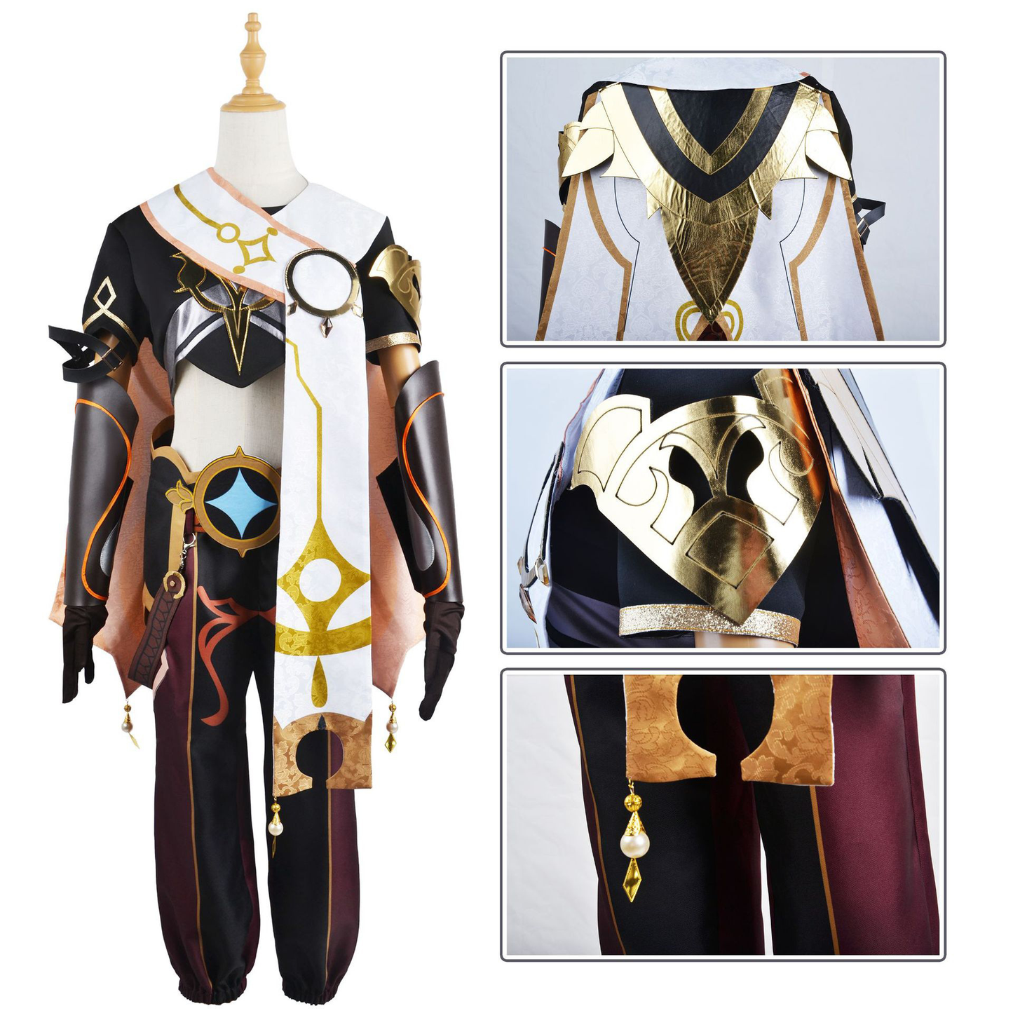 Aether Cosplay costume by Shadora, featuring intricate details and vibrant colors, displayed on a mannequin.