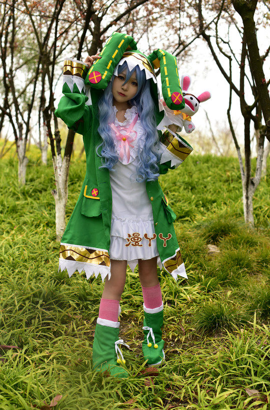Yoshino Himekawa cosplay costume with wig from Shadora featuring a detailed pink and white outfit with long silver hair.