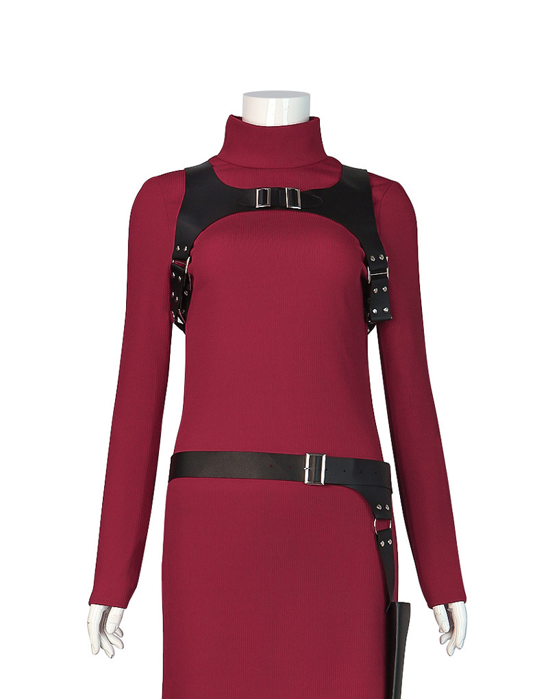 Ada Wong cosplay costume with black dress and short hair wig by Shadora, featuring detailed costume and realistic wig for cosplay.