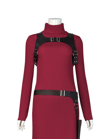 Ada Wong cosplay costume with black dress and short hair wig by Shadora, featuring detailed costume and realistic wig for cosplay.
