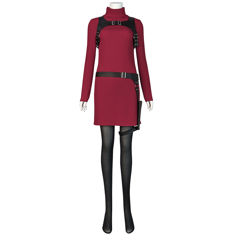 Ada Wong cosplay costume with black dress and wig, designed for authentic Shadora cosplay look