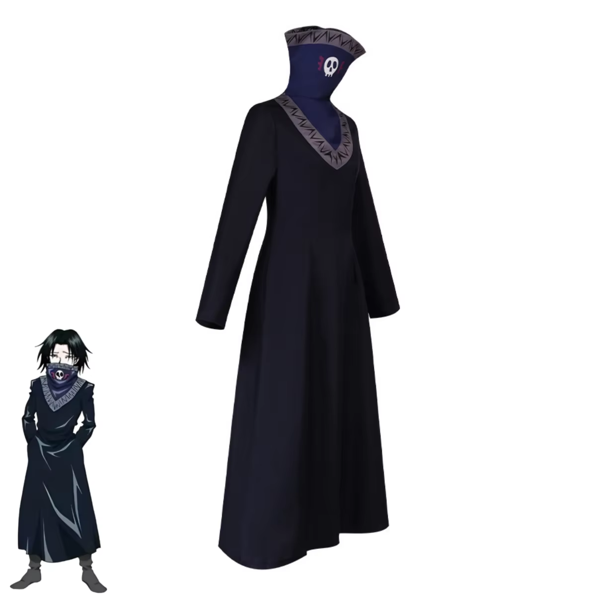Feitan Portor cosplay costume with black wig by Shadora, featuring detailed clothing and accessories inspired by the anime character.