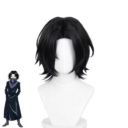 Feitan Portor cosplay with wig from Shadora, featuring detailed costume and black wig inspired by the anime character.