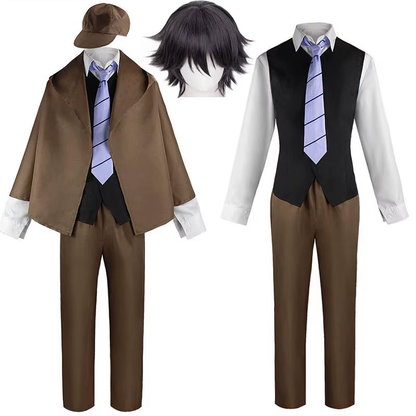 Ranpo Edogawa cosplay with wig from Shadora, featuring detailed costume and styled black hair for accurate character portrayal.
