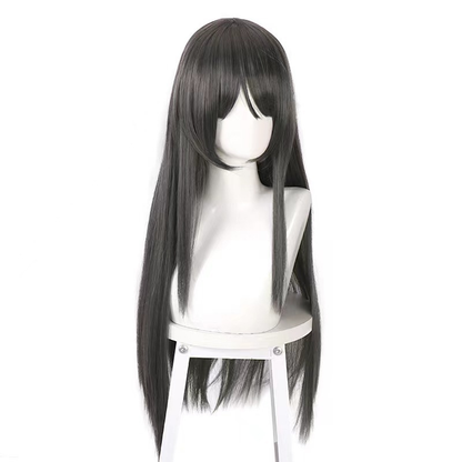 Devil Homura cosplay costume with red and black details and matching wig, designed for cosplay by Shadora.