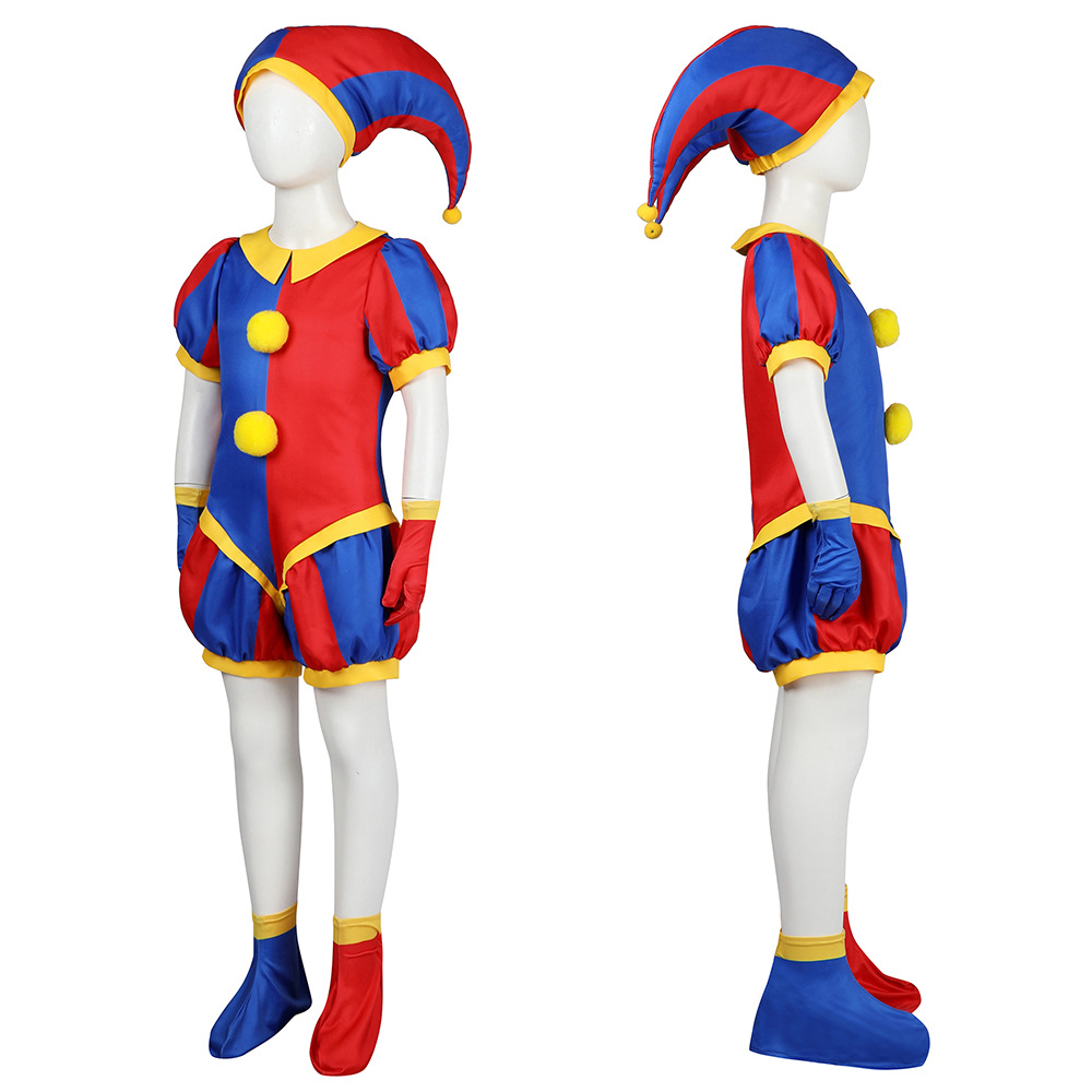 Shadora Pomni cosplay costume featuring colorful details and character-specific accessories, perfect for cosplay events.