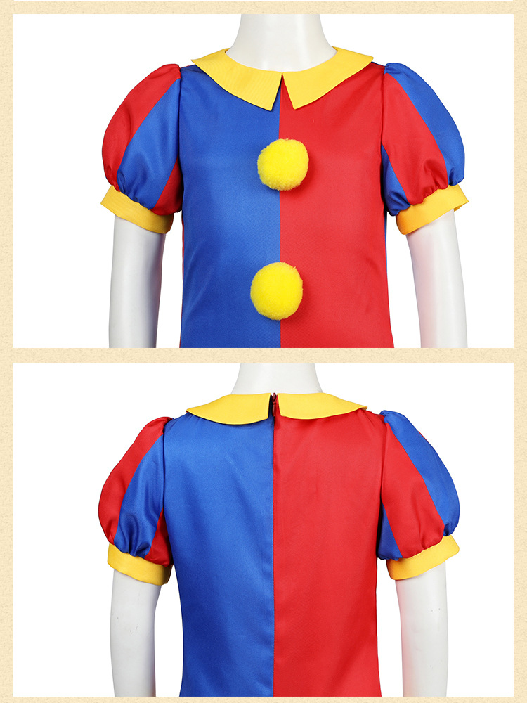 Shadora Pomni cosplay costume featuring vibrant colors and detailed design, perfect for anime and cosplay enthusiasts.