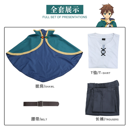 Shadora Kazuma cosplay with wig, featuring detailed costume and brown hair styled for a character costume display.