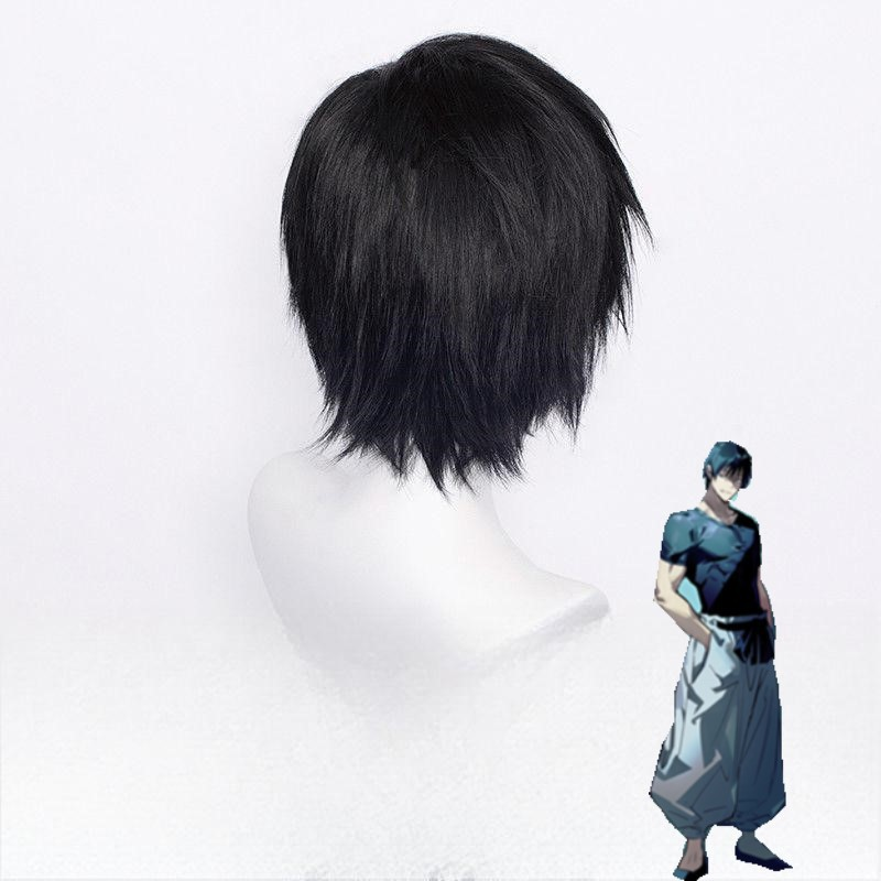 Shadora Toji Peruk wig with long, straight black hair, styled neatly, displayed on a mannequin head.