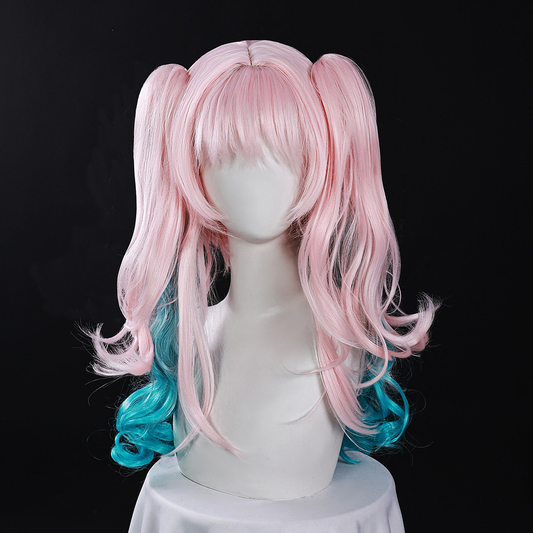 Hyacine cosplay with Shadora wig featuring vibrant blue hair and detailed costume, perfect for anime or cosplay events.