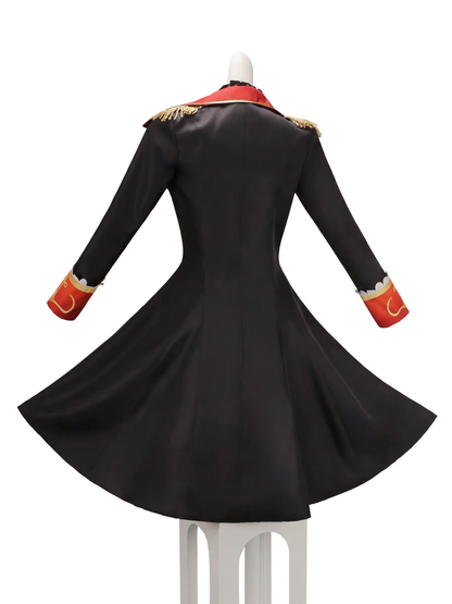 Houshou Marine cosplay costume with red hair wig by Shadora, featuring detailed pirate-themed attire and accessories.
