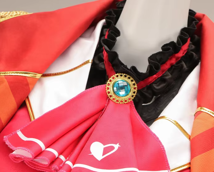 Houshou Marine cosplay with red hair wig from Shadora, featuring detailed costume and accessories inspired by the anime character.