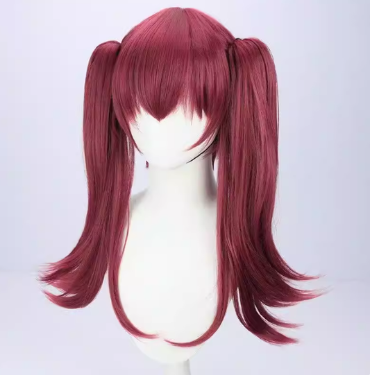 Houshou Marine cosplay with wig from Shadora featuring vibrant red hair and detailed costume, perfect for anime cosplay fans.