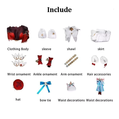 Hyacine cosplay costume with matching peruk wig, featuring vibrant colors and detailed design for costume dress-up or cosplay events.