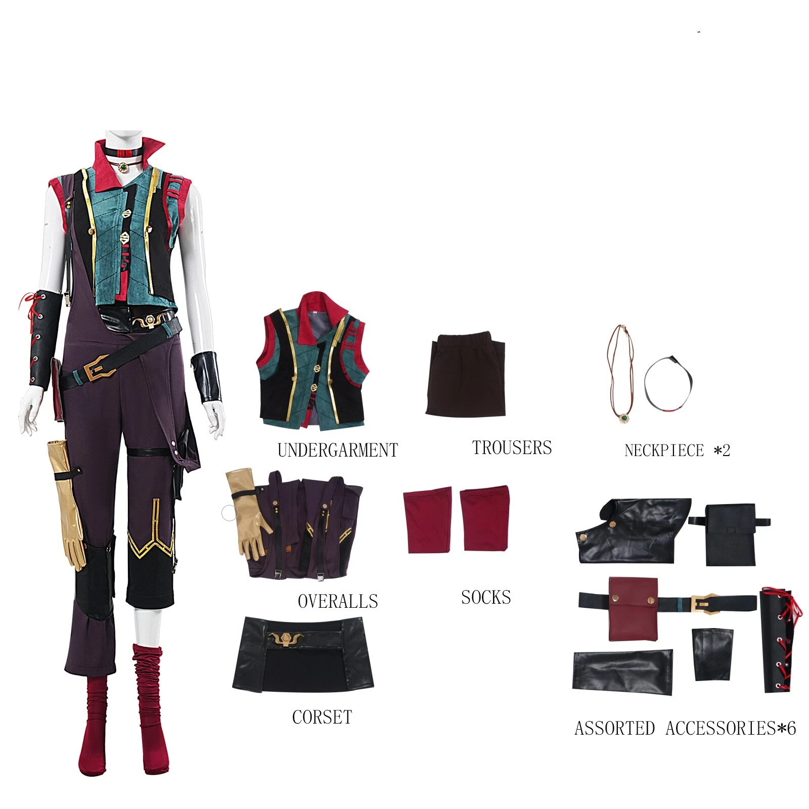 Shadora Arcane Jinx cosplay powder and wig set with vibrant blue hair and detailed costume elements for cosplay costume.