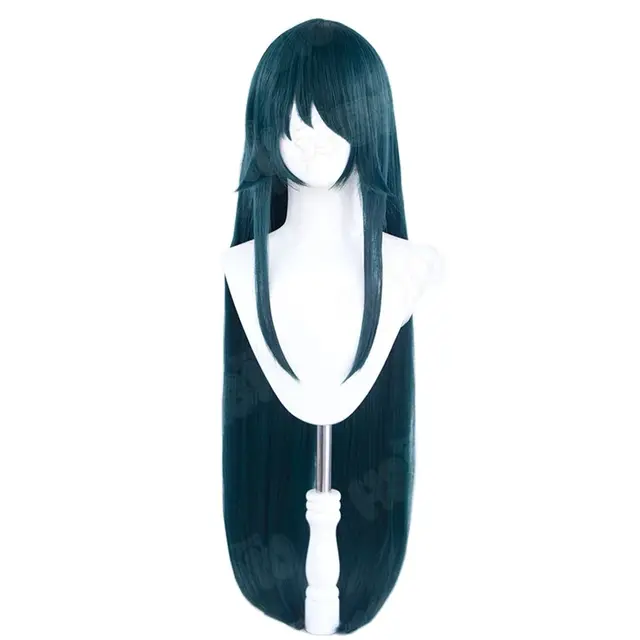 Shadora Saya Peruk, a stylish wig with long black hair, displayed on a mannequin head against a plain background.