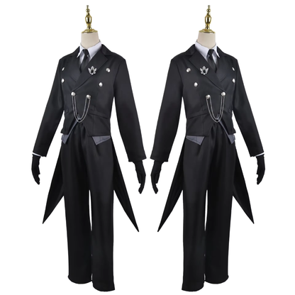 Sebastian Cosplay wig from Kuroshitsuji with black styled hair, designed for cosplay, by Shadora.