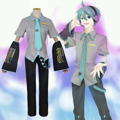 Hatsune Mikuo cosplay costume with wig from Shadora, featuring teal hair and detailed outfit for anime cosplay enthusiasts.