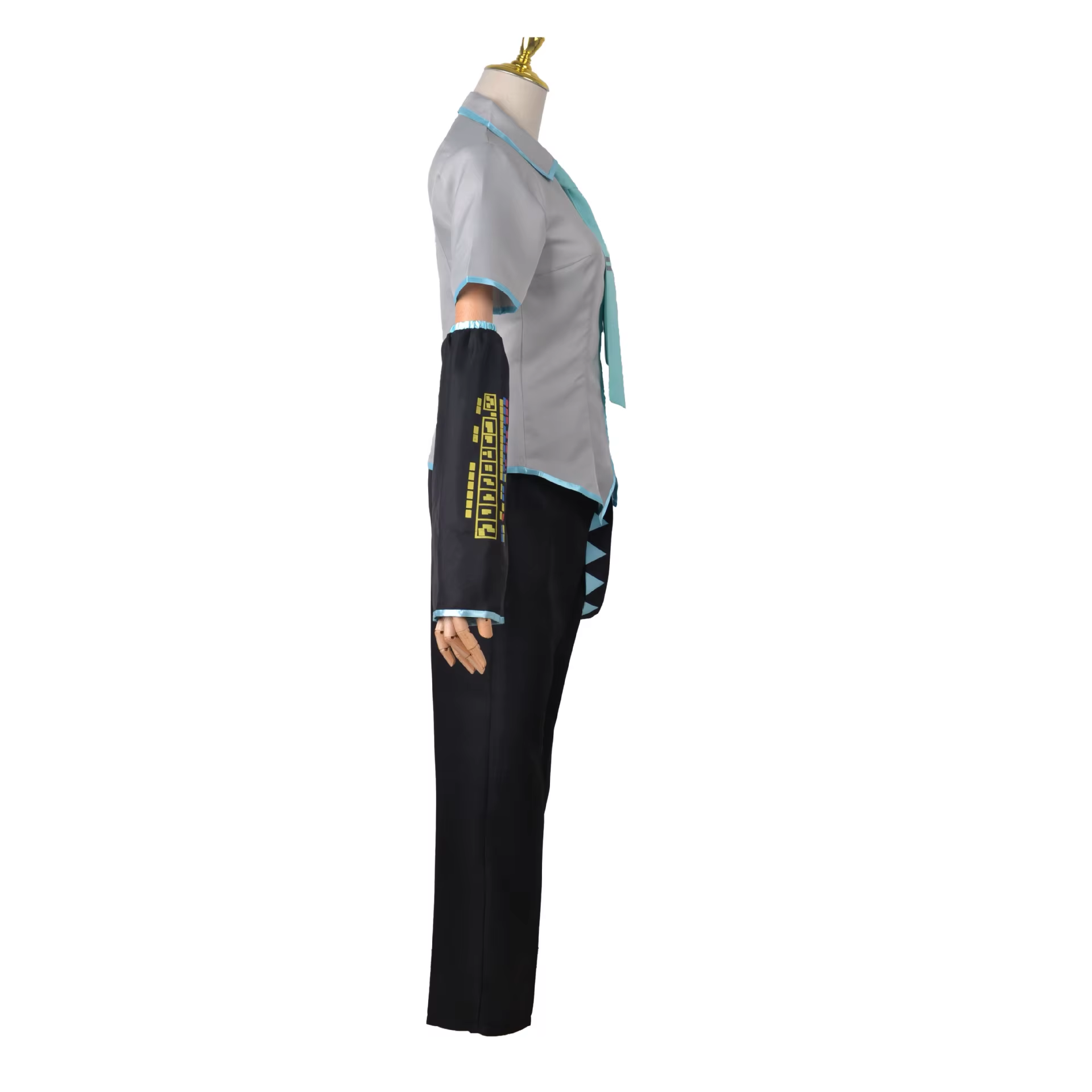 Hatsune Mikuo cosplay costume with wig by Shadora, featuring turquoise wig and detailed costume for anime-inspired dress-up.