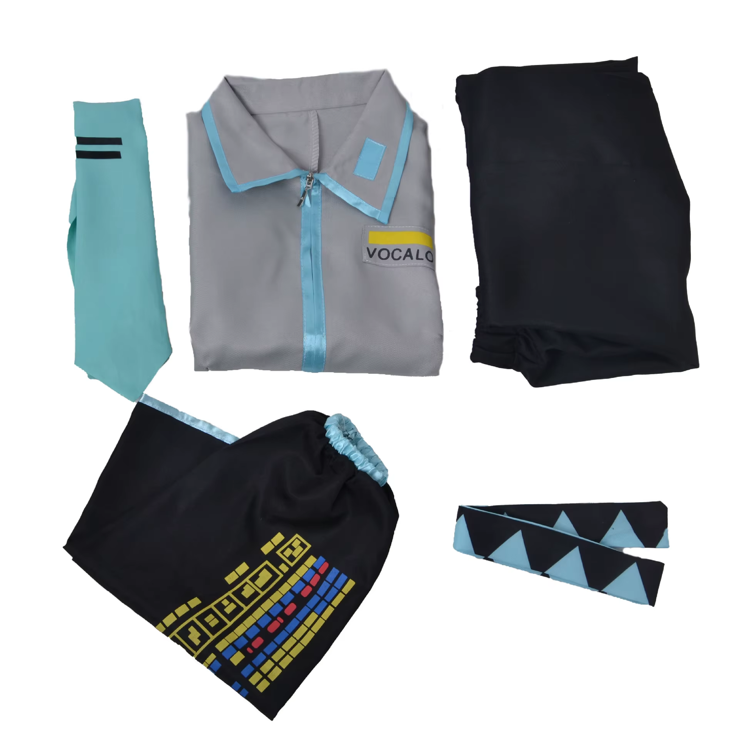 Hatsune Mikuo cosplay costume with blue wig by Shadora, featuring detailed costume and vibrant synthetic hair for anime fans.