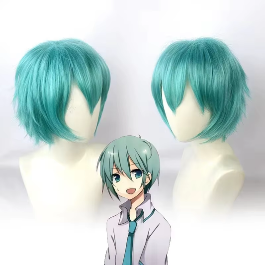 Hatsune Mikuo cosplay costume with blue wig and accessories from Shadora, featuring detailed costume and vibrant hair.