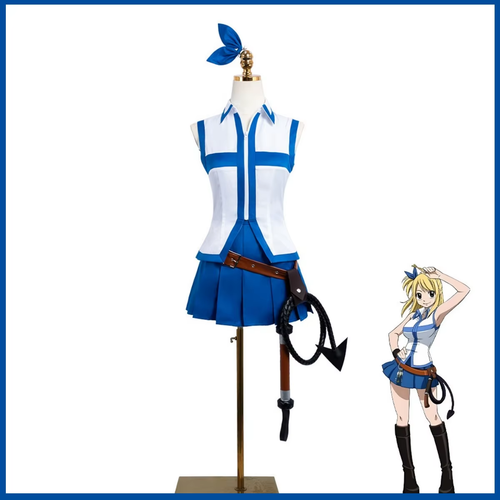 Lucy Cosplay with Fairy Tail costume and wig from Shadora, featuring her signature outfit and blonde hair styled for cosplay.