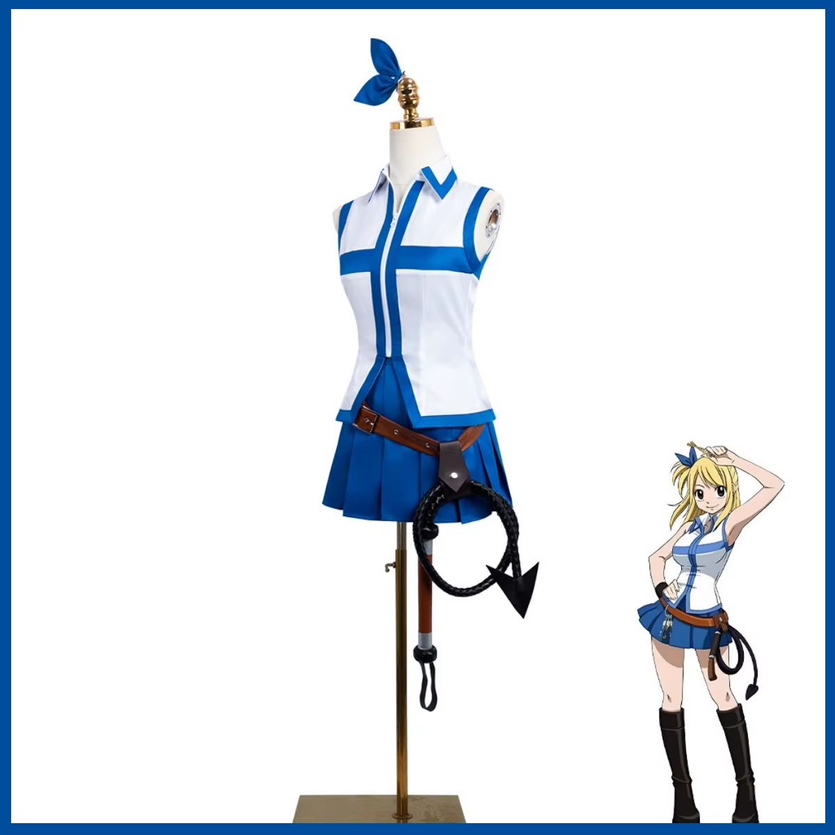 Lucy Cosplay with Fairy Tail outfit and blonde wig by Shadora, featuring detailed costume and hair styled for cosplay look.