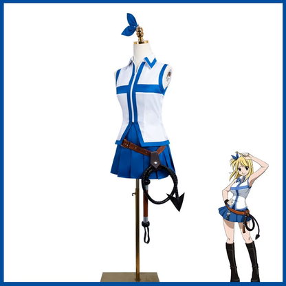 Lucy Cosplay with Fairy Tail outfit and blonde wig by Shadora, featuring detailed costume and hair styled for cosplay look.