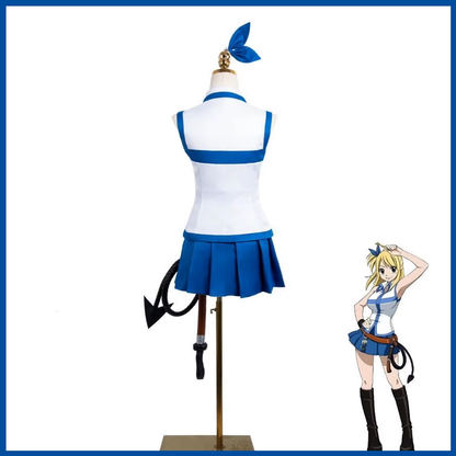 Lucy Cosplay with Fairy Tail outfit and wig from Shadora, featuring her signature costume and blonde hair styled for cosplay.